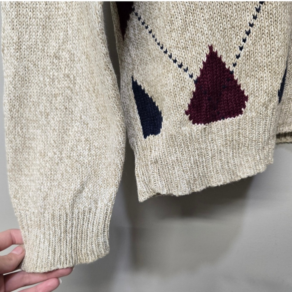 Vintage 90s Gulf Traders‎ Sweater Men Large Argyle Grandpa Retro Preppy Academia - Picture 4 of 6